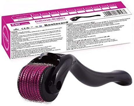 Boolavard Derma Roller ® TM + FREE Travel Case - Titanium Alloy Micro Needle Roller - 540 Needles-Best Skin Roller