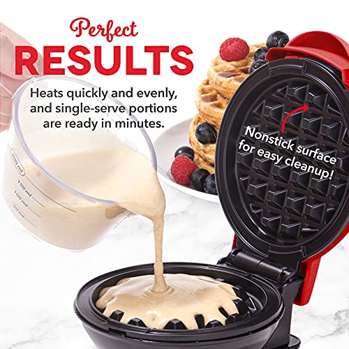Image of Dash Mini Maker Set - Customized Treat Maker - Supports Multi-Function Cooking - Easy Cleanup and User-Friendly Design - Red - Waffle & Griddle Irons
