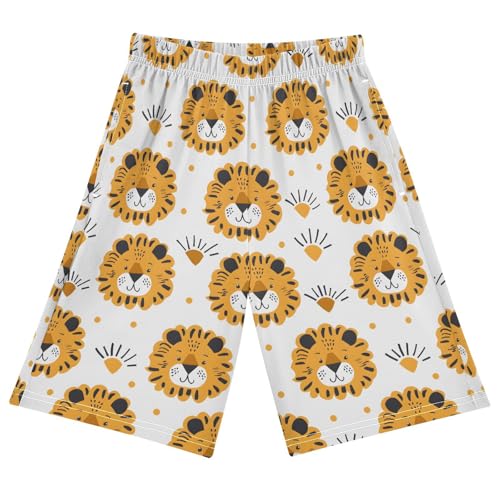 ALAZA Lion Polka Dot Pajama Shorts Elastic Waist Casual Sleep Shorts with Pockets Size 6-14