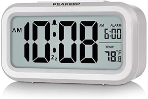 Peakeep Battery Operated Alarm Clock with Night Light for Bedside