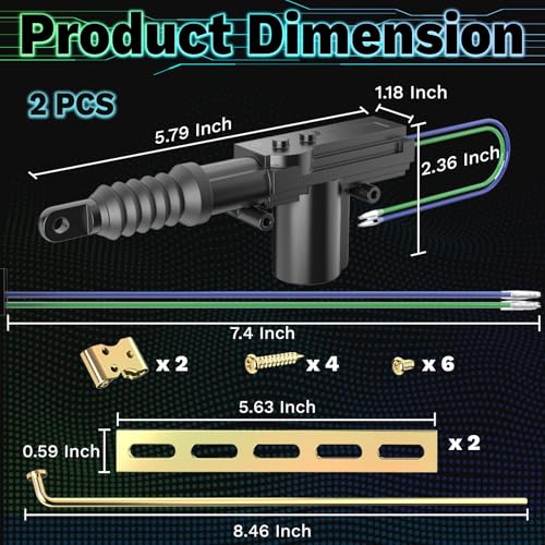 2 PCS 12v Door Lock Actuator Kit, Universal Power Mode Door Lock Actuator with Tool Set, 2 Wire Electric Blend Door Lockout Actuators, Adds Power Doors Locks to Most Vehicles
