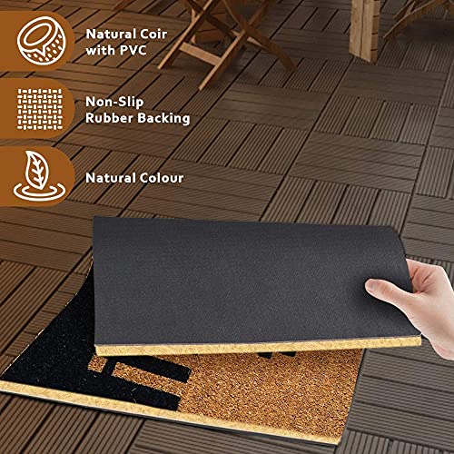 Image of Onlymat Coir Doormat for Entrance, Non Slip Door Rectangular Rug with Heavy Duty PVC Backing, Perfect Multipurpose Mat with Indoor-Outdoor Print, Black and Brown, 29.72 inchx17.72 inch