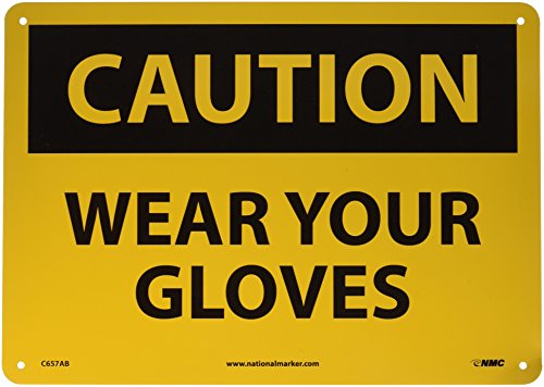 Panneau OSHA sécurité gants obligatoires aluminium jaune pour atelier