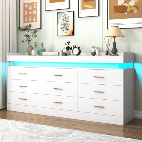 Amazon.com: Homsee Extra Large 9 Drawer Double Dresser with Metal Legs ...
