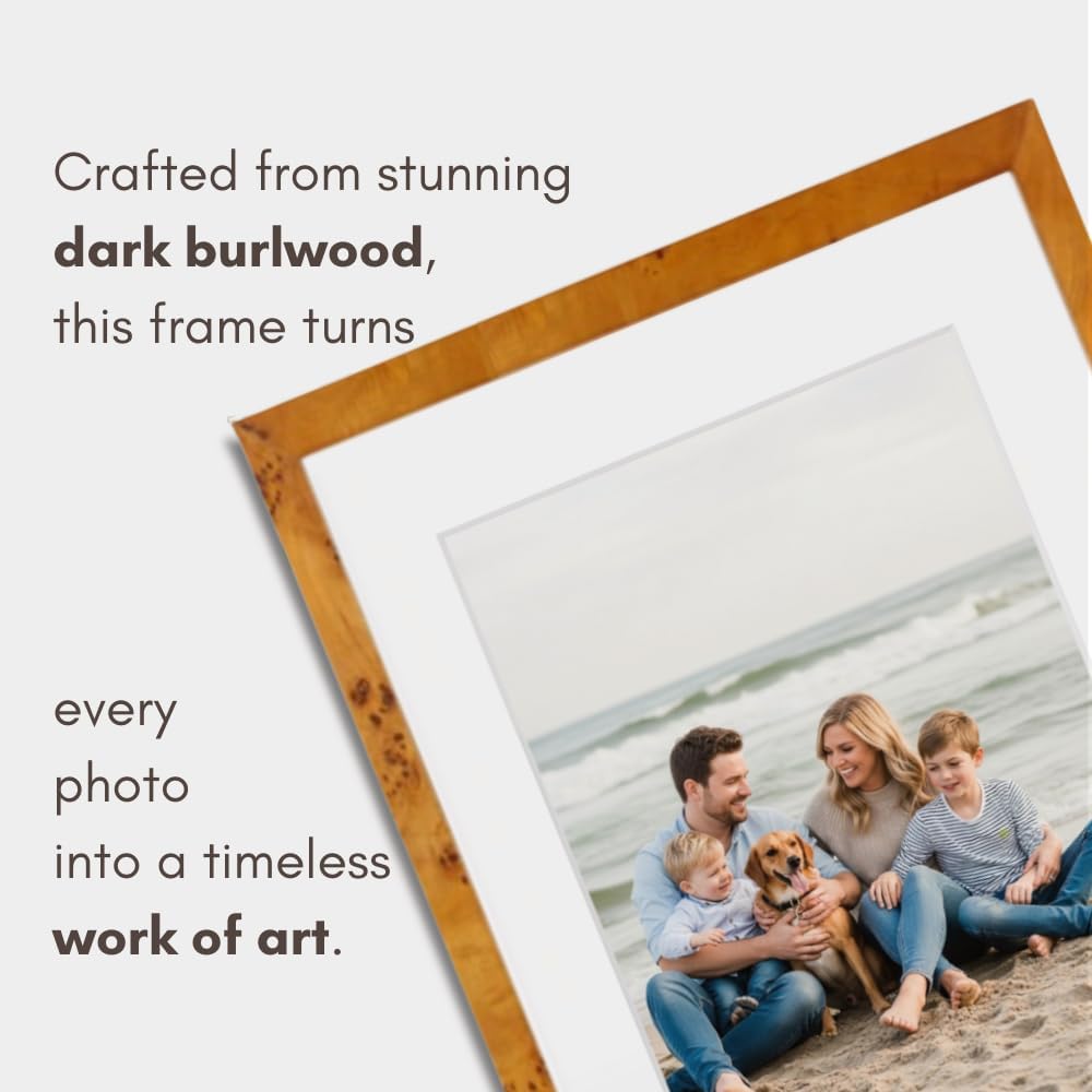 Concepts DHD, Burl Wood Picture frame, Wallhung Or Tabletop Décor In Bulk, Table Or Wall Photo Collage (5x7, 4 Pack)
