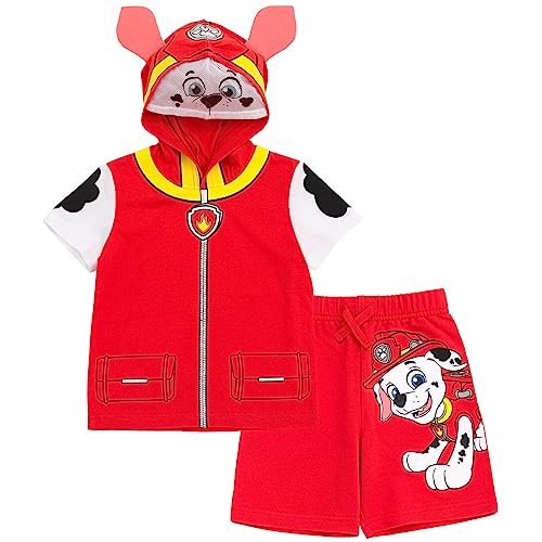 Image of Paw Patrol Chase Skye Rubble Marshall Cosplay T-Shirt and Bike Shorts French Terry Outfit Set Toddler to Big Kid