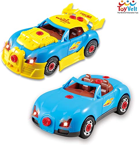 Racing Car Kit For Kids Take Apart Toys With Electric Drill With Lights And Sounds - Build Your Own Toy Car For Boys & Girls Age 3, 4, 5, 6 Yrs - 12 Years Old Best Birthday Christmas Gift For Kids #TOP4