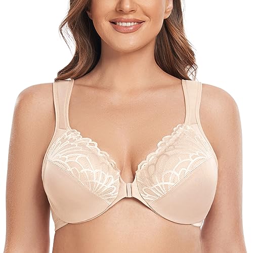 Soutien-gorge fermeture devant en dentelle grand confort avec armature