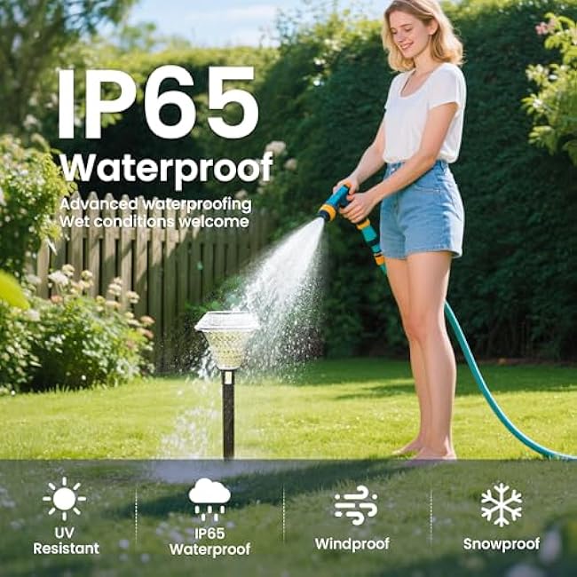 Solar Pathway Lights Garden Decor for Yard, Solar Garden Lights for Outside Waterproof Landscape Lighting, Garden Decorative for Walkway, Driveway, Yard, Landscape, Lawn (6 Pack Cold White)