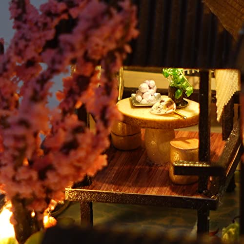 CUTEBEE Puppenhaus Miniatur mit Möbeln, Idee DIY hölzernes Miniatur Haus Kit mit LED-Licht, Maßstab 1:42 kreativer Raum (Japanese Garden House)… – Bild 7