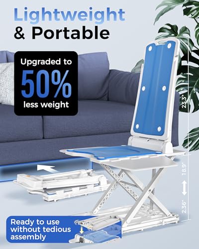 Electric Chair Lift - Floor Lift for Elderly Falls, Support Up to 308 LB, IPX8 Waterproof Chair Lift, Foldable & Wireless Rechargeable Design, Quick-Rise Assist for Elderly & Disabled