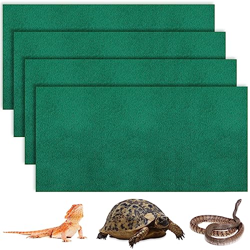 Haull 4 Pcs 24' x 47' Reptile Carpet Pet Terrarium Floor Liners Bedding Substrate Liner Supplies Reptile Cage Mat Tank Accessories for Lizard Bearded Dragon Tortoise Snake Leopard (Green)