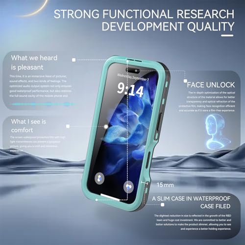 Coque étanche iPhone 16 Pro Max transparente et compatible MagSafe en bleu