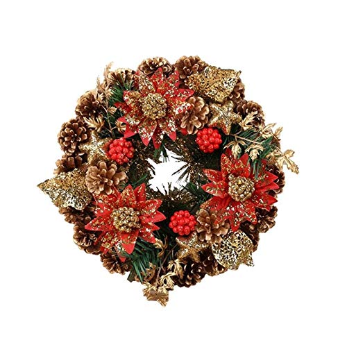 Couronne de Noël en fleurs artificielles et baies faite main pour décoration