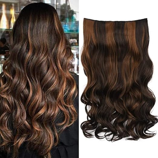 Image of ZAYA Curly Hair Extension for Women | 22 Inch Synthetic Hair Highlighter for Girls | 5 Clips Wavy Volume Hair for Bridal Wedding Party