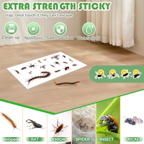 Image of Qualirey 30 Pcs Cricket Traps Indoor, Roach Bug Spider Glue Boards, Printed Insect Sticky Sheets, Foldable Triangle Traps for Kitchen, Bathroom, Basement and Garage, 5.12 x 8.27 Inch(One Piece Style)