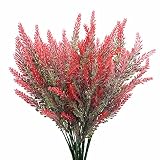 PASYOU 6Pcs Artificial Lavender, Plastic Flowers Plants Faux Simulation Wedding Indoor Outdoor Brida