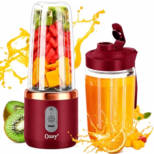 Image of Juicer for Home ^ CITRODA Juicer Mixer Grinder with 1500mAh Battery, 6 Blades 3Gears Fast Blending, 2-Jar Capacity (400ml*2) | 40 Watts Bullet Rechargeable Portable Personal Juicer (Maroon)