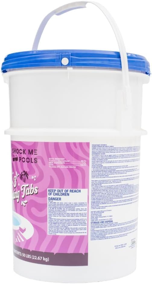 Image of 3 Inch Chlorine Tablets for Pools, 99% Trichlor, 90% Available Chlorine, Slow Dissolving Stabilized Chlorine Tablets for Swimming Pools, Floaters (25 lbs)