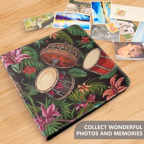 Álbum de Fotos Autoadhesivo DIY Scrapbook Cinco De Mayo con Tambores y Flores Tropicales, Encuadernador de 3 Anillos, 40 Páginas, 8x10 para Memorias miniatura 5