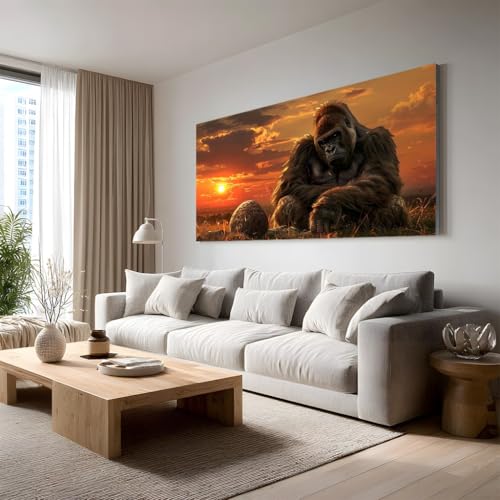 Tableau gorille coucher de soleil pour creer une ambiance nature dans votre salon ou chambre