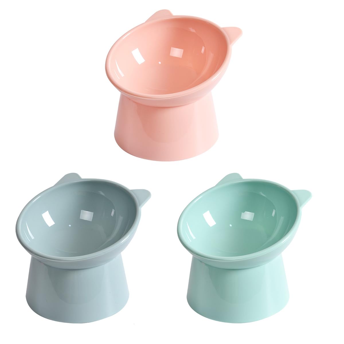 3 Pcs Raised Cat Bowl, Elevated Cat Feeding Bowls with Stand Tilted, Multi-purpose Anti Vomit Cat Food Bowl Pet Water Bowl Cat Feeding Bowls Neck Protective Bowl for Pets 15° Tilted Raised Cat Feeder