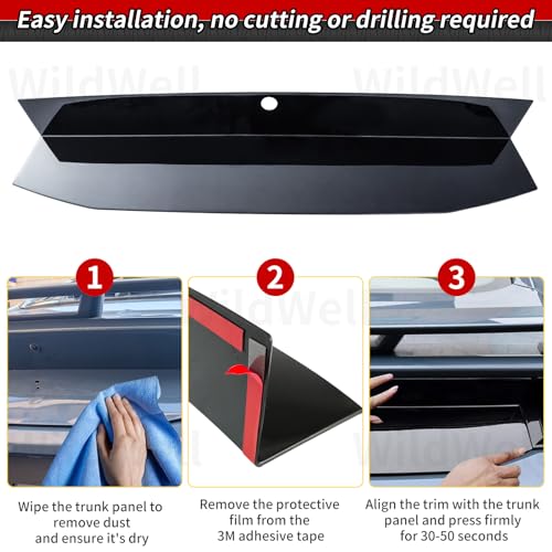 Image of WildWell Trunk Decklid Panel Trim for 2024 2025 Ford Mustang Rear Decklid, Trunk Center Decorating Panel Mustang Accessories Glossy Black