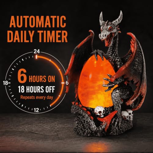 Sculpture de dragon de feu en globe d'eau premium avec socle crâne finement ciselé - 6