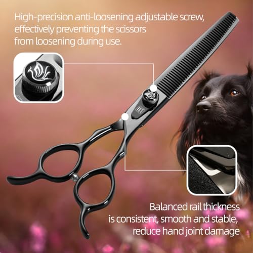Dog Grooming Scissors: 7.5 inch Bright Black Pet Curved Shears Made Of Japanese 440C Advanced Stainless Steel Professional Grooming Scissors for Dogs Cats and Other Pets Dog Grooming Scissors: 7.5 inch Bright Black Pet Curved Shears Made Of Japanese 440C Advanced Stainless Steel Professional Grooming Scissors for Dogs Cats and Other Pets