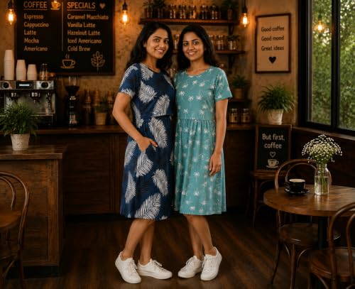 Image of Maternity Feeding Maxi Dress with Pockets, Green Butterfly Print, Zipless Long Pregnancy Gown, Pre & Post Maternity Wear Ankle Length