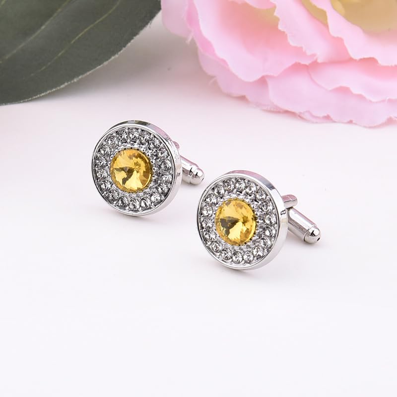 Mancuernillas Redondas con Cristal Azul para Camisa miniatura 7