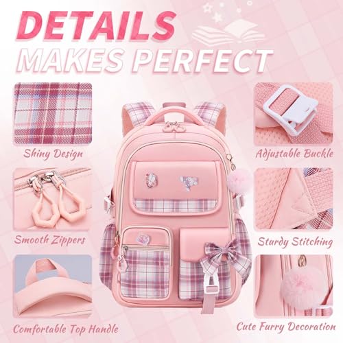 Image of Girls Backpack Kids Backpack for Girls School Kawaii Bookbag Book Bag for Elementary Primary School