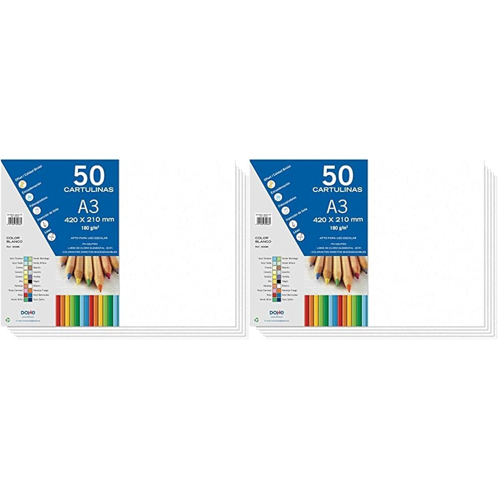 Dohe A3-Karton weiß 21x29,7cm 180g/m² (50 Stück, 2er-Pack) für Basteln & Druck
