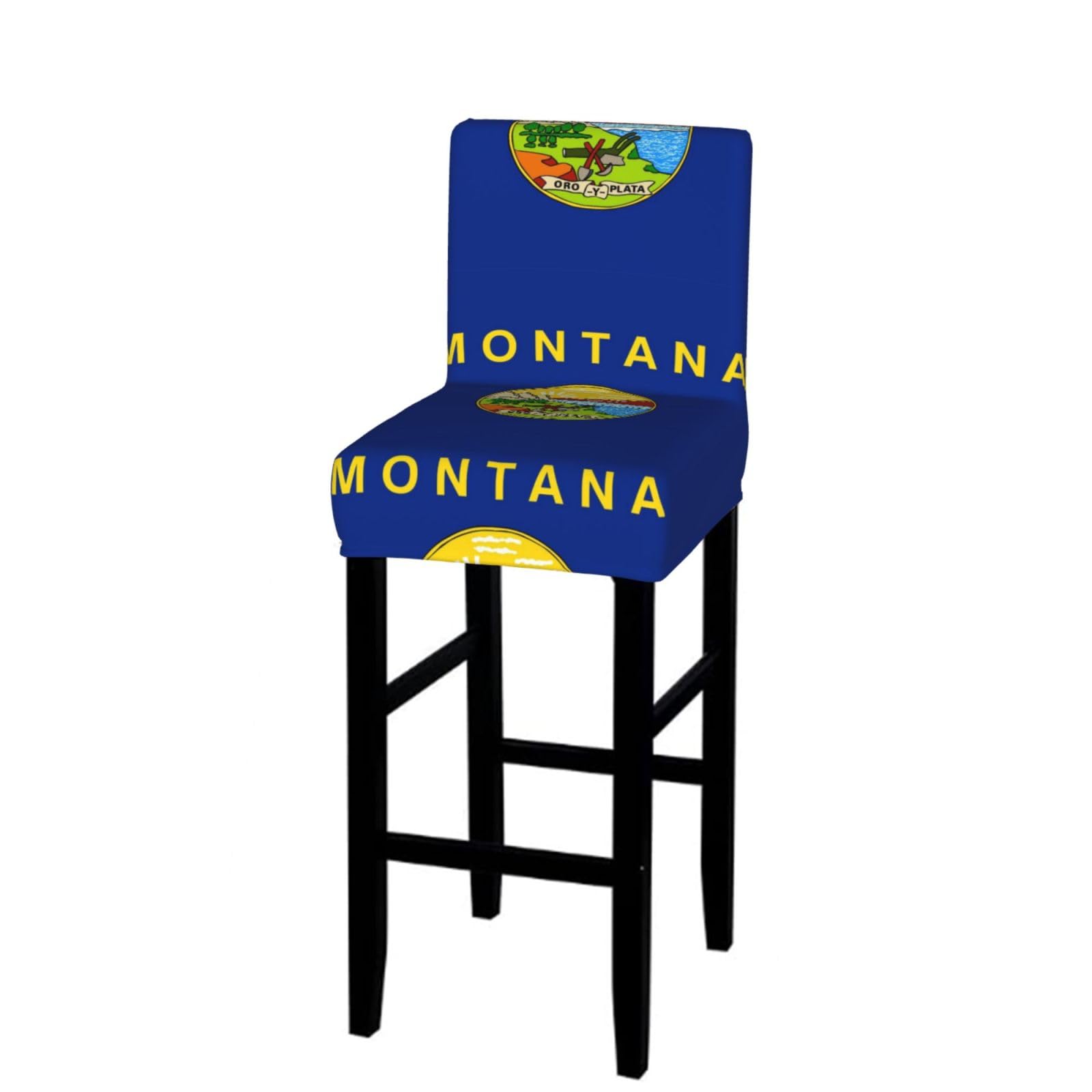 Montana State Flag Bar Stool Cover-Stretchy Chair Slipcover for Kitchen