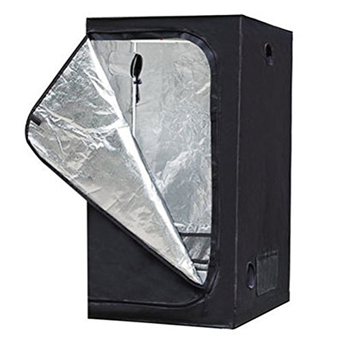 Yardwe Hydroponic Water-Resistant Grow Tent with Removable Floor Tray for Indoor Seedling Plant Growing - Size 120 * 120 * 200CM (Black)