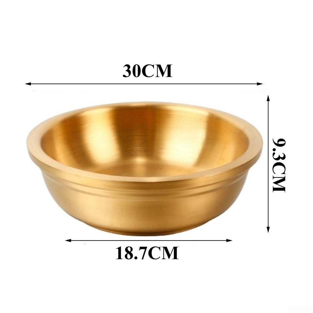 Tazón Metal Aislante Térmico 30cm Para Sopa Caliente(Gold 12inch)