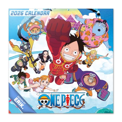 Grupo Erik Calendario One Piece pared 2026 - Almanaque pared 2026 Anime : Planificador mensual Con espacio para Anotar, Ilustraciones y Fácil de colgar (30x30cm) : One Piece Merchandising Regalos