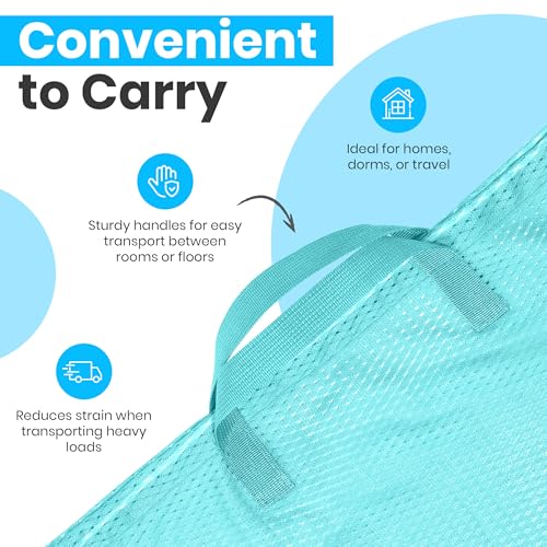 Bolsa de malla para lavandería duradera de gran capacidad lavable y con asas 6