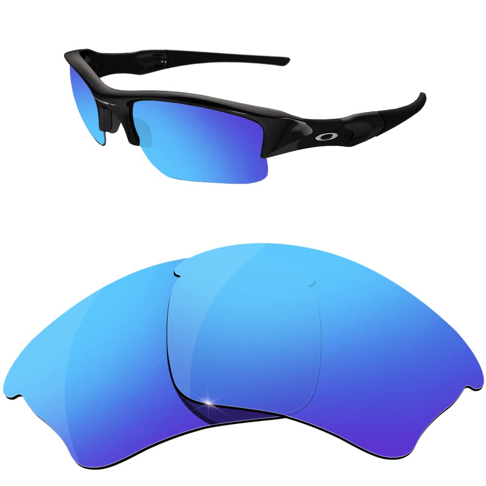 HiCycle2 Mirror Polarized Replacement Lenses for Oakley Flak Jacket XLJ Sunglass-Multi Options, Ice Blue