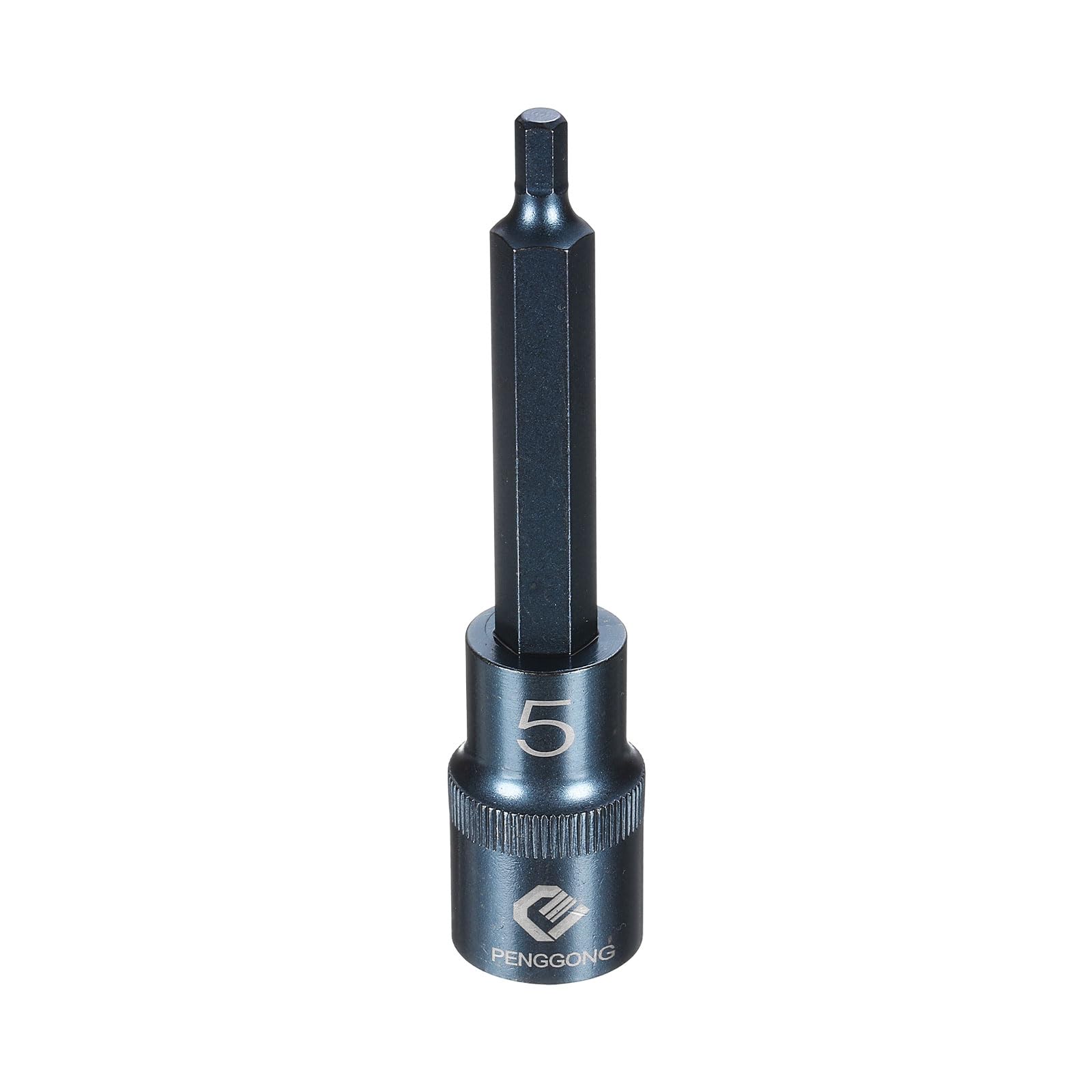 sourcing map 1/2" Drive Impact Hex Bit Socket H5 (5mm) Metric 4" Length S2 Steel 6-Point Sockets for Power Drill Drivers Adapter, Blue — image 1