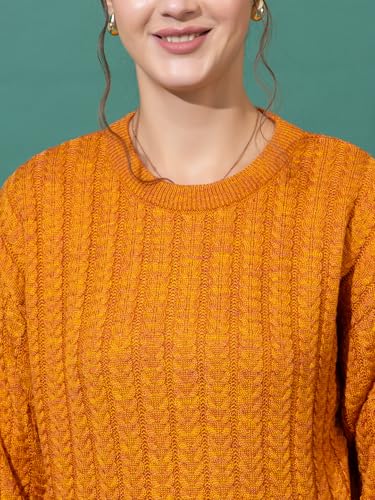 Image of Women's Cable Knit Woolen Pullover | Full Sleeve Round Neck Winterwear | Soft & Stylish Warm Sweater for Girls & Ladies