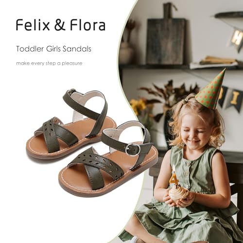 Image of Felix & Flora Toddler Girl Sandals - Little Girl Easter Dress Shoes Lightweight Open Toe Beach Holiday Flats