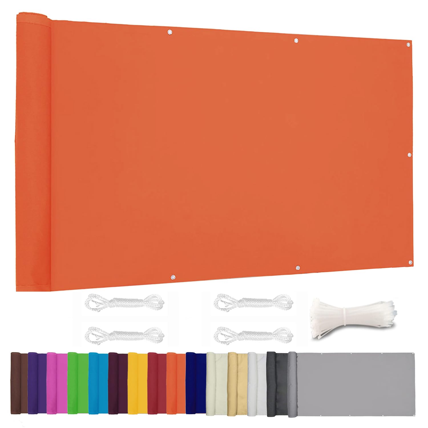 Lingle888 Balcony Privacy Screen for Backyard Deck Patio Balcony Fence Porch Sun Shade PVC UV Protection Sun Wind 8 Days Delivered 14 Colors 20 Sizes 420D(Orange,0.6x5m) — image 1