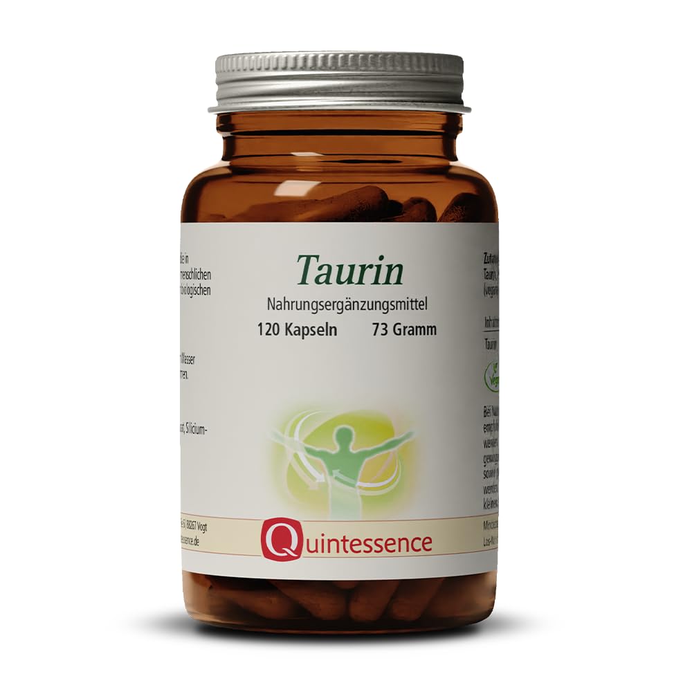 Quintessence Taurina 500 mg 120 capsule - 100% taurina pura - Vegan - Qualità e biodisponibilità ottimali - Prodotta in Austria