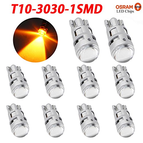 TABEN T10 501 W5W Bombillas LED Lente Ámbar del proyector 3030 Chips 194 168 Bombilla LED Interior del automóvil Mapa del Domo Tablero de Instrumentos Placa de matrícula Luz Lateral Bombillas 12V 1W