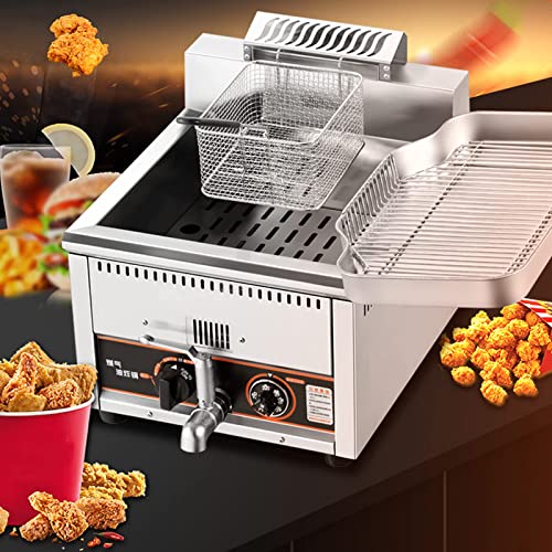 Generic Professionelle Gas-Aufsatz-Fritteuse, kommerzielle Edelstahl-Fritteuse mit Korb & Ölablassventil für Pommes-Restaurants Supermärkte – Bild 4