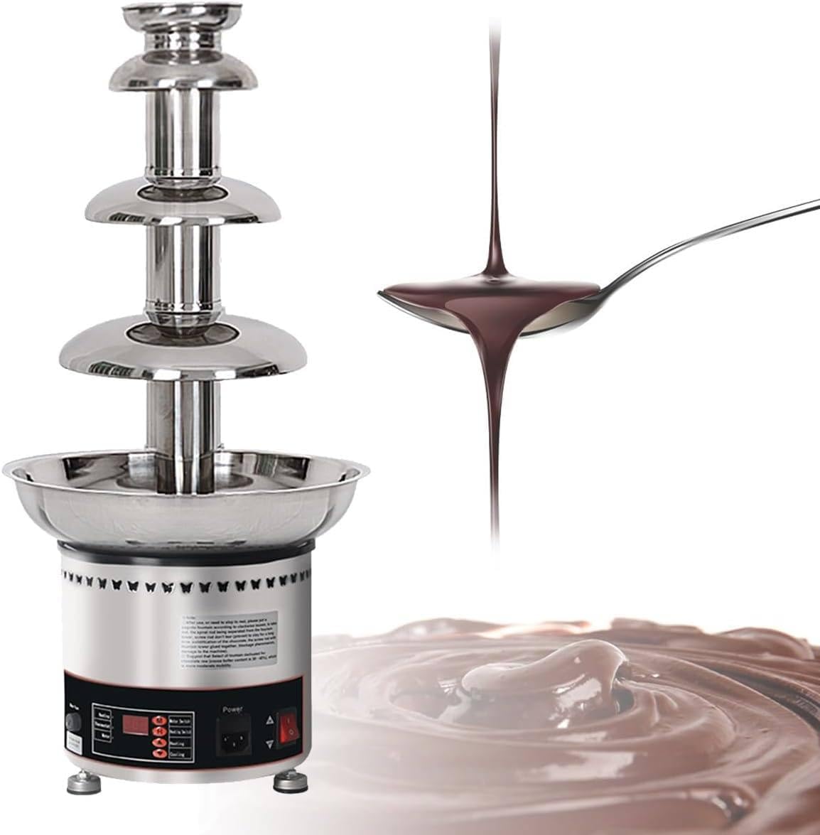 Commercial Chocolate Fountain Machine, Stainless Steel 7-Layer Melting Pot, Adjustable 30℃-110℃, Perfect for Parties, Weddings, and Restaurants