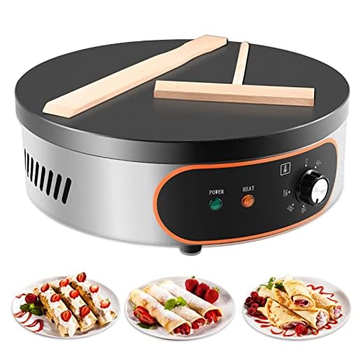 LIVOSA Crepe Maker 16" Electric Pancake Maker Machine 1800W Non-stick Commercial Crepe Maker with Batter Spreader and Wooden Scraper for Restaurants, Snack Stalls