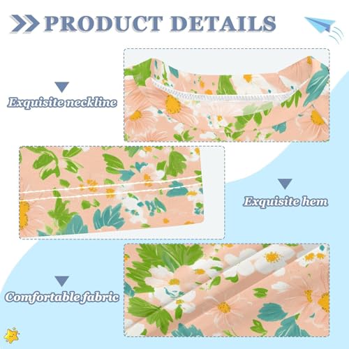 ALAZA Kids Rash Guard Girls Toddler Swim Shirts Short Sleeve Flower Green Leave UPF 50+ 3T3