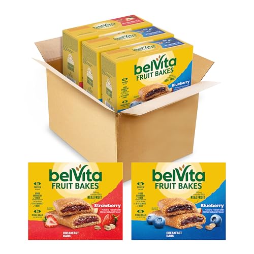 ​​belVita Fruit Bakes Variety Pack, Blueberry and Strawberry, Soft Baked Breakfast Bars, 15 Packs (2 Fruit Bars Per Pack)​